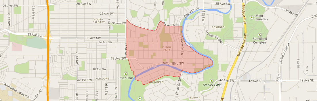 Map of Elbow Park