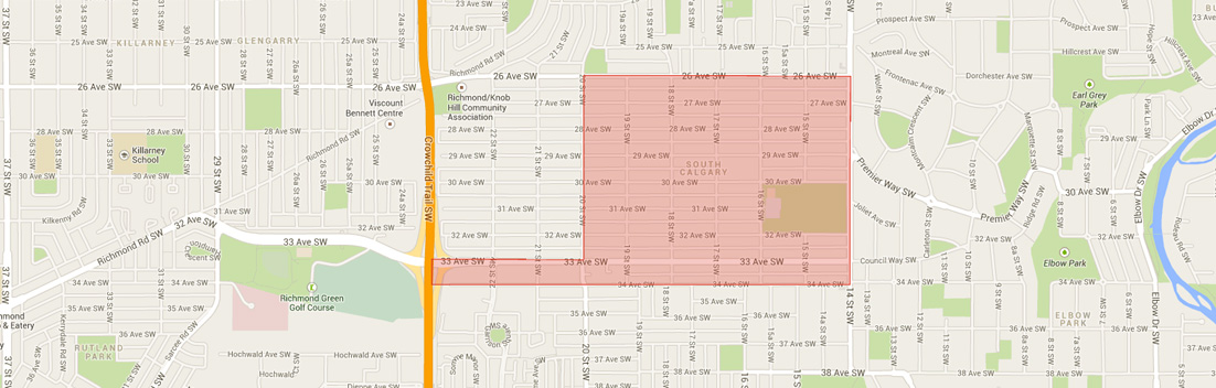 Map of South Calgary